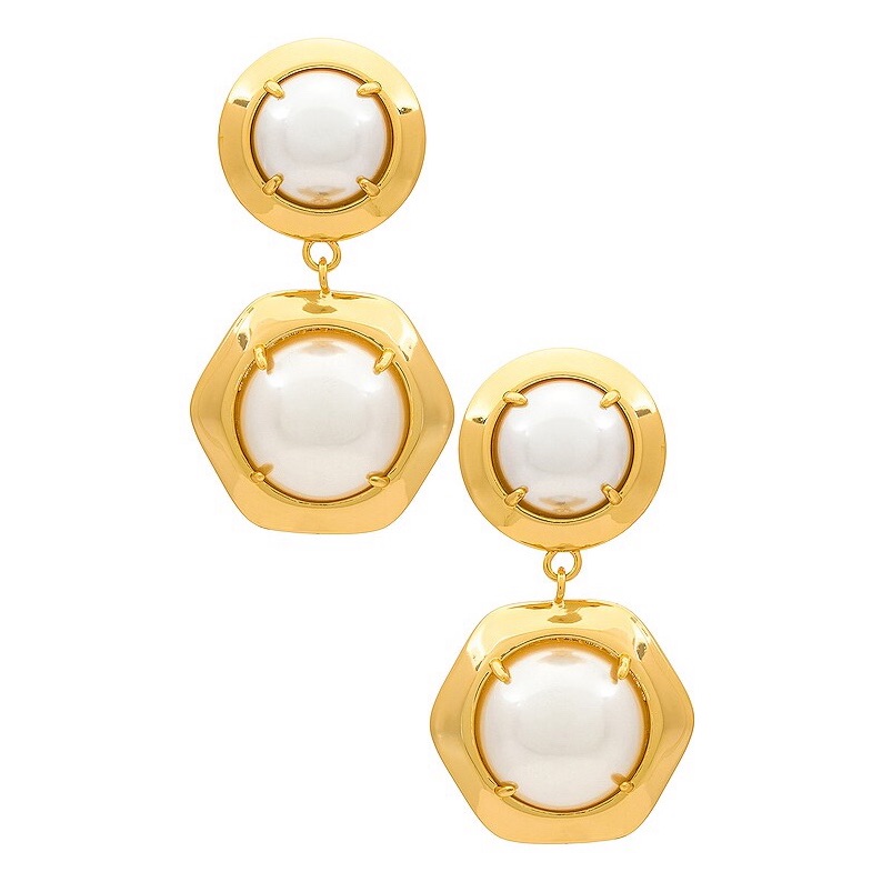 Lele Sadoughi Geo Bezel Jewel Drop Earrings In Pearl